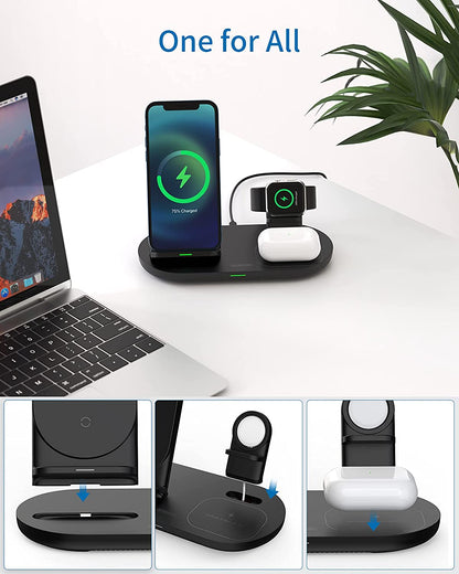 3 in 1 Wireless Charging Station for Apple Product, Wireless Charging Pad for Apple Watch, Airpods Pro/2, Wireless Charger Stand for Iphone 12/12 Pro/12 Pro Max/Se2(No Included Iwatch Cable)